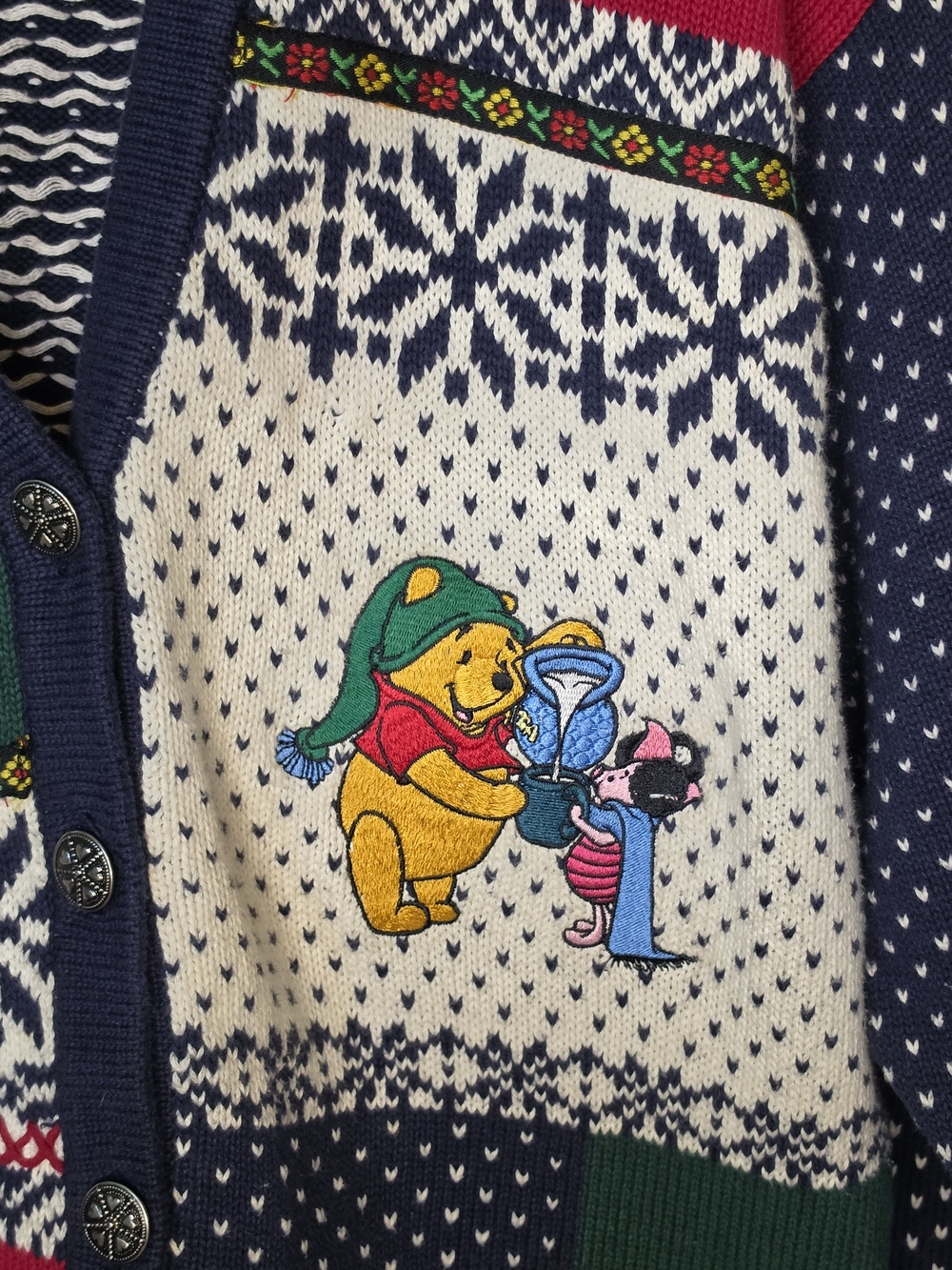 Vintage Disney Store Christmas Cardigan Sweater Cottage Core AS-IS - Picture 2 of 14